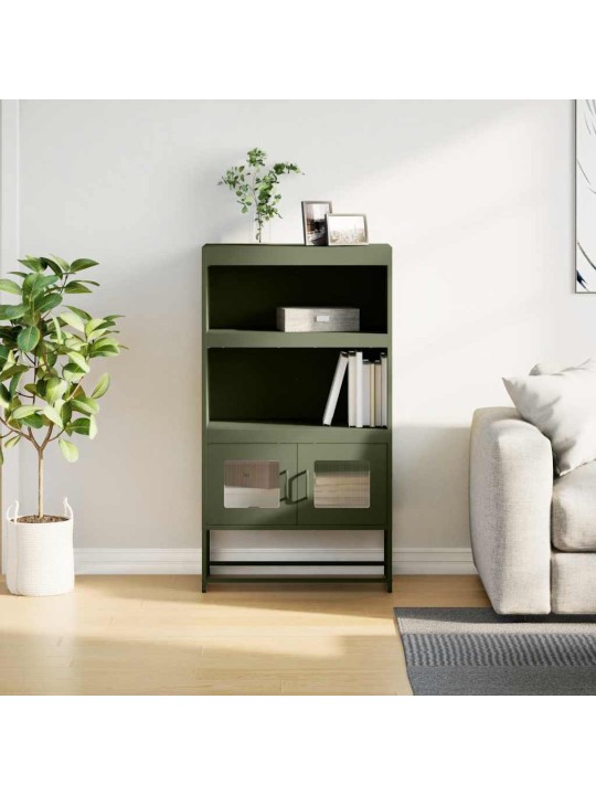 Highboard oliivinvihreä 68x39x123 cm teräs