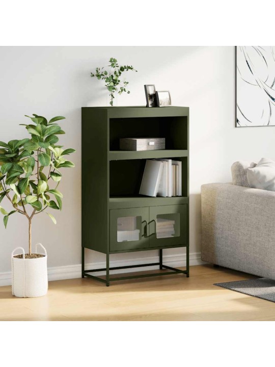 Highboard oliivinvihreä 68x39x123 cm teräs