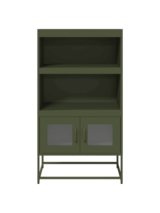 Highboard oliivinvihreä 68x39x123 cm teräs