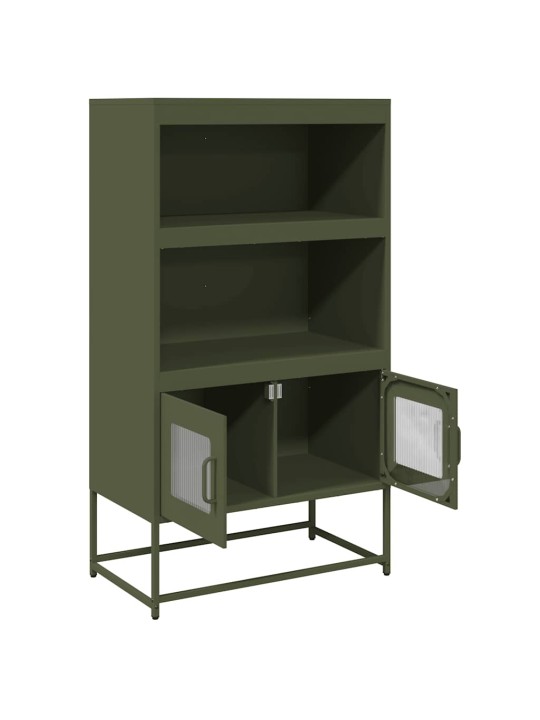 Highboard oliivinvihreä 68x39x123 cm teräs