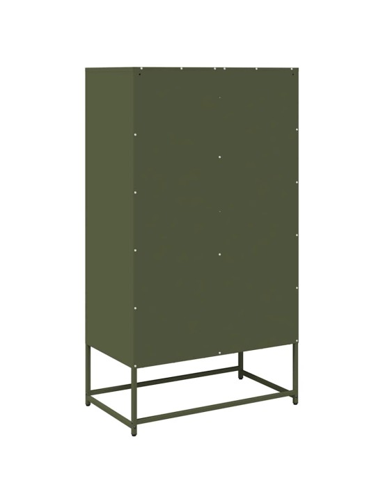 Highboard oliivinvihreä 68x39x123 cm teräs