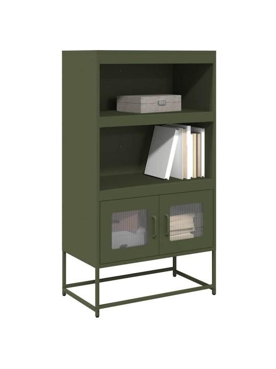 Highboard oliivinvihreä 68x39x123 cm teräs