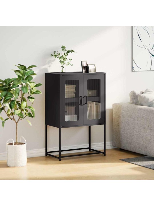 Highboard musta 68x39x107 cm teräs