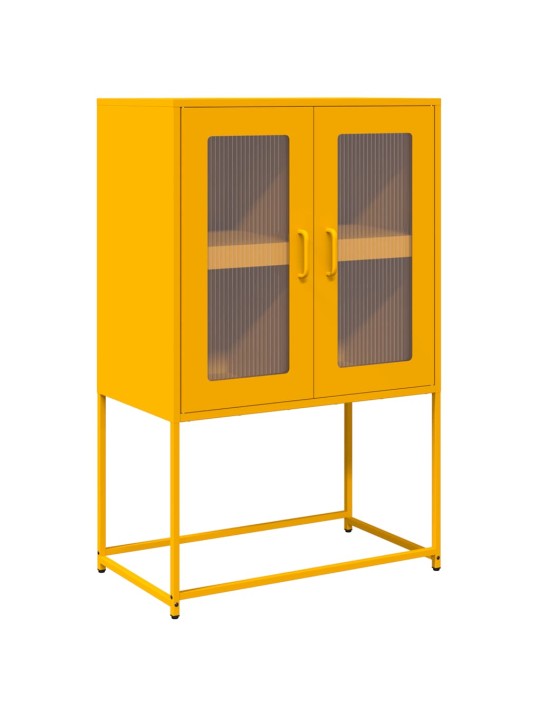 Highboard sinapinkeltainen 68x39x107 cm teräs