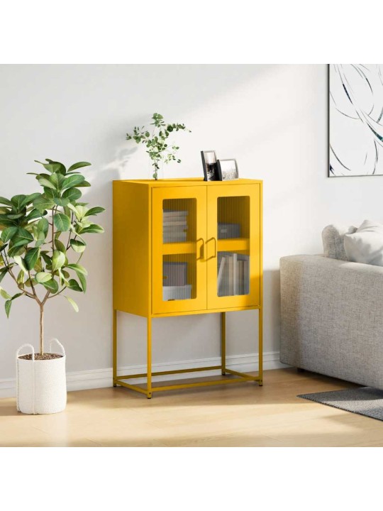 Highboard sinapinkeltainen 68x39x107 cm teräs