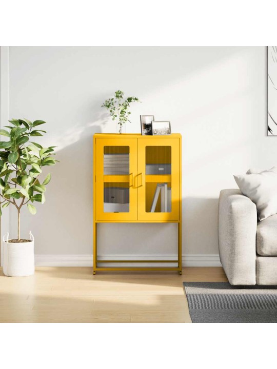 Highboard sinapinkeltainen 68x39x107 cm teräs