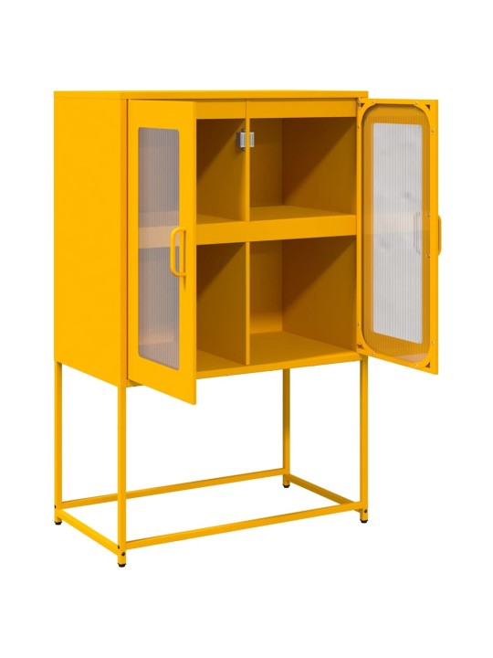 Highboard sinapinkeltainen 68x39x107 cm teräs
