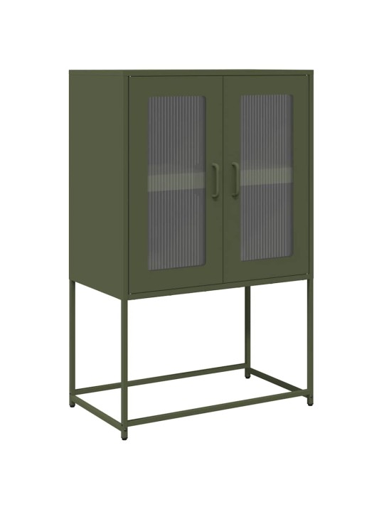 Highboard oliivinvihreä 68x39x107 cm teräs