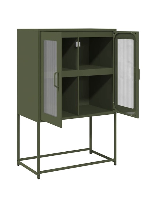 Highboard oliivinvihreä 68x39x107 cm teräs