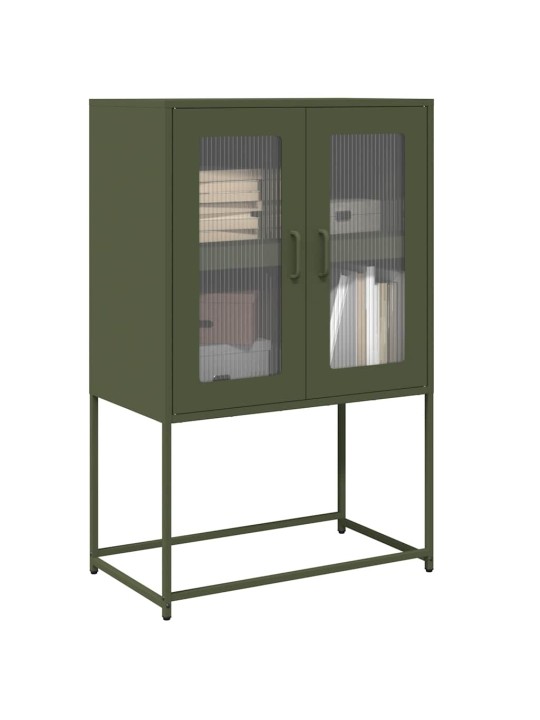 Highboard oliivinvihreä 68x39x107 cm teräs