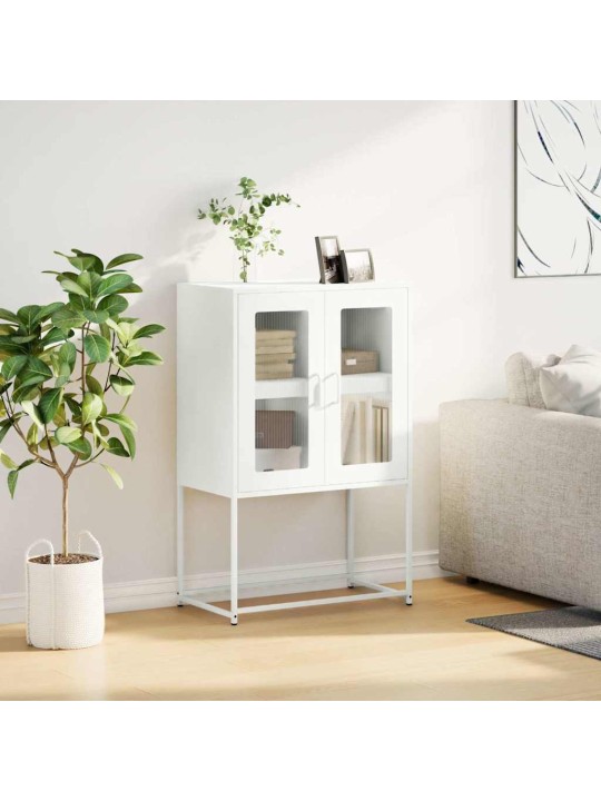 Highboard valkoinen 68x39x107 cm teräs