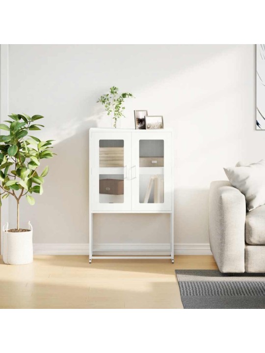 Highboard valkoinen 68x39x107 cm teräs