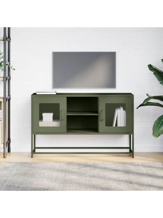 Tv-taso oliivinvihreä 100,5x39x60,5 cm teräs