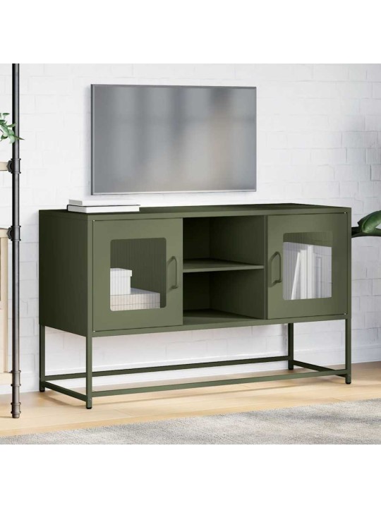 Tv-taso oliivinvihreä 100,5x39x60,5 cm teräs