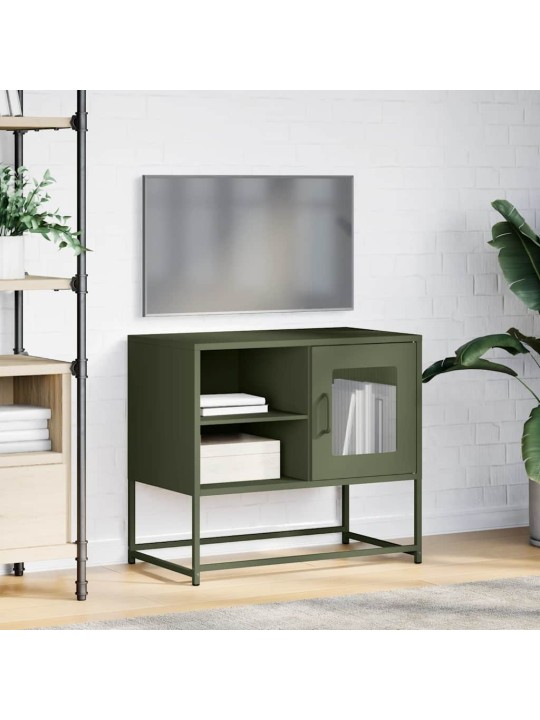 Tv-taso oliivinvihreä 68x39x60,5 cm teräs