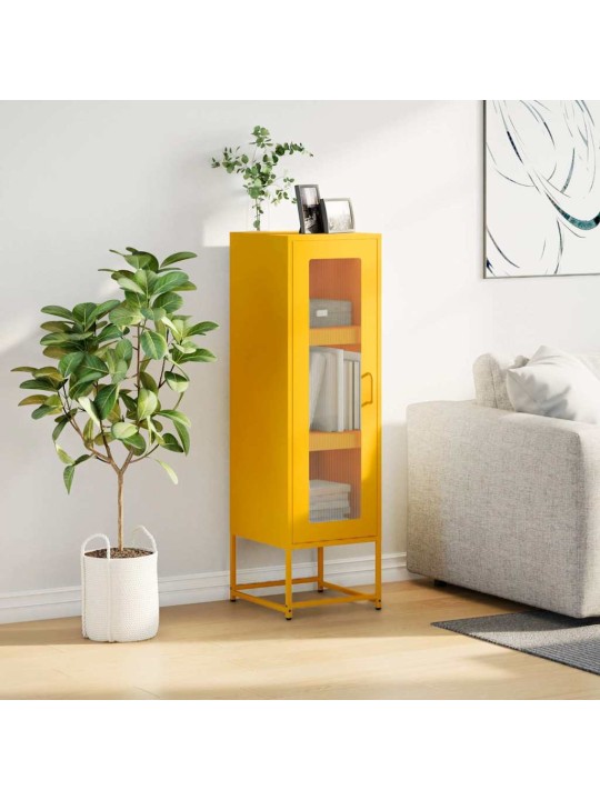 Highboard sinapinkeltainen 36x39x123 cm kylmävalssattu teräs