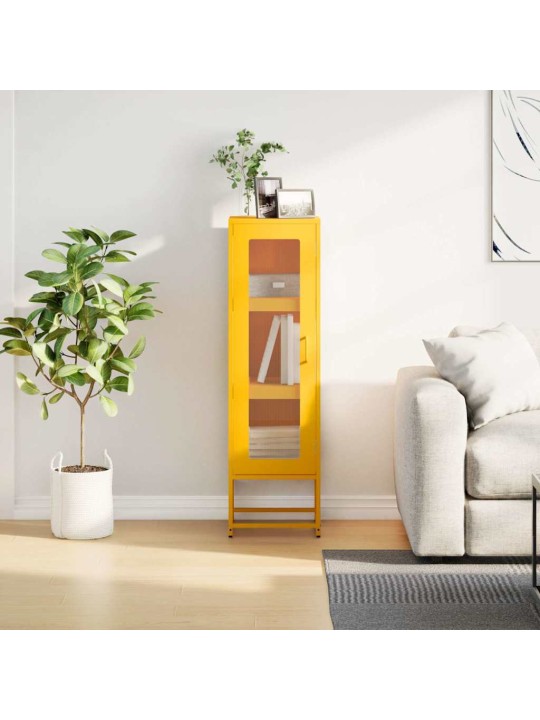 Highboard sinapinkeltainen 36x39x123 cm kylmävalssattu teräs