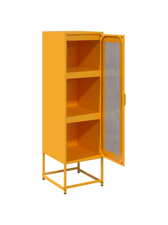 Highboard sinapinkeltainen 36x39x123 cm kylmävalssattu teräs