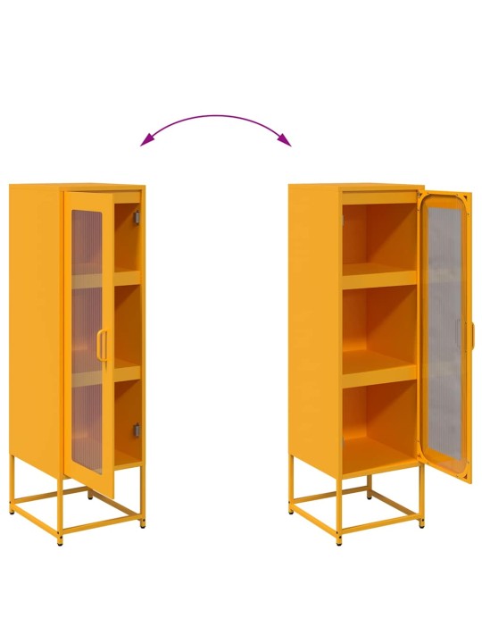 Highboard sinapinkeltainen 36x39x123 cm kylmävalssattu teräs