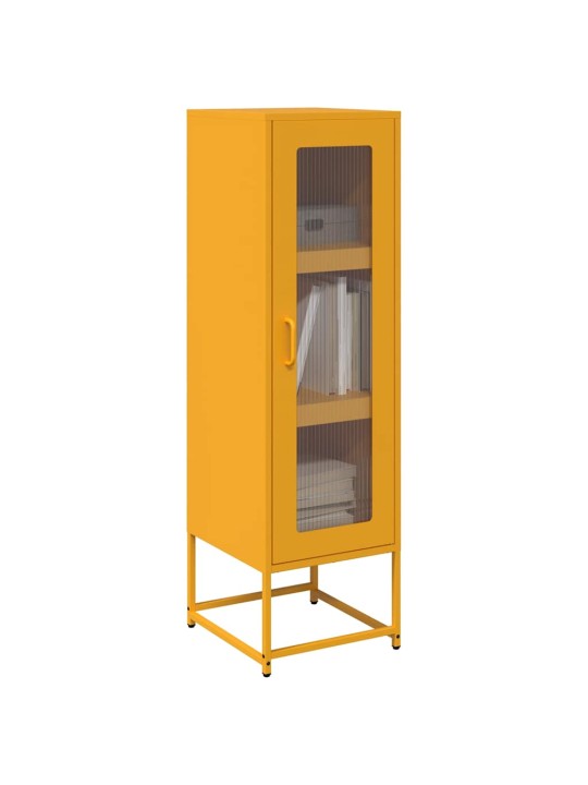Highboard sinapinkeltainen 36x39x123 cm kylmävalssattu teräs