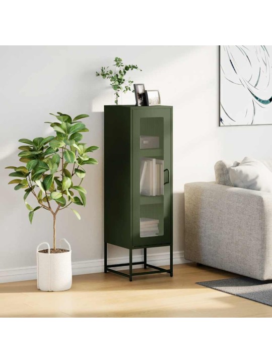 Highboard oliivinvihreä 36x39x123 cm kylmävalssattu teräs
