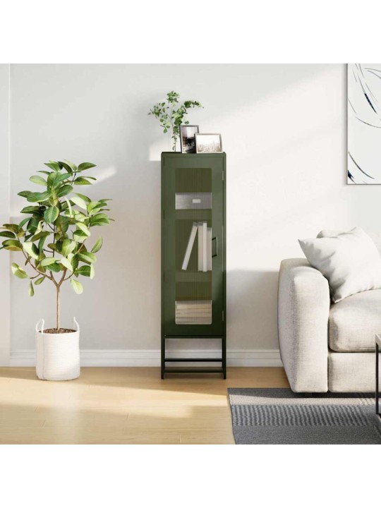 Highboard oliivinvihreä 36x39x123 cm kylmävalssattu teräs