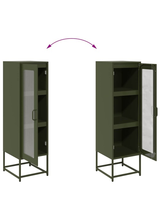 Highboard oliivinvihreä 36x39x123 cm kylmävalssattu teräs