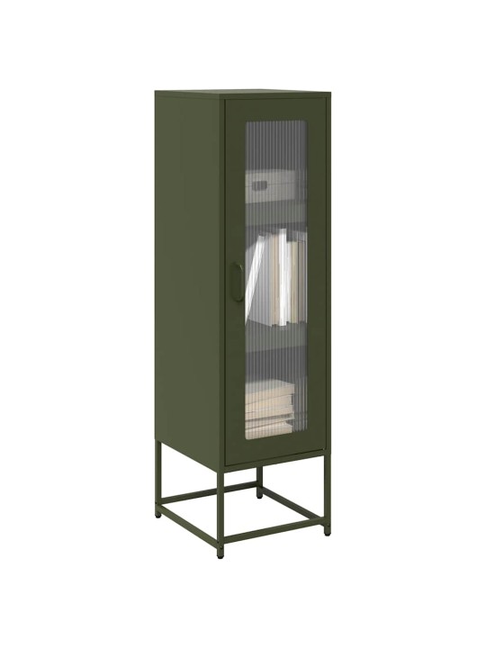 Highboard oliivinvihreä 36x39x123 cm kylmävalssattu teräs