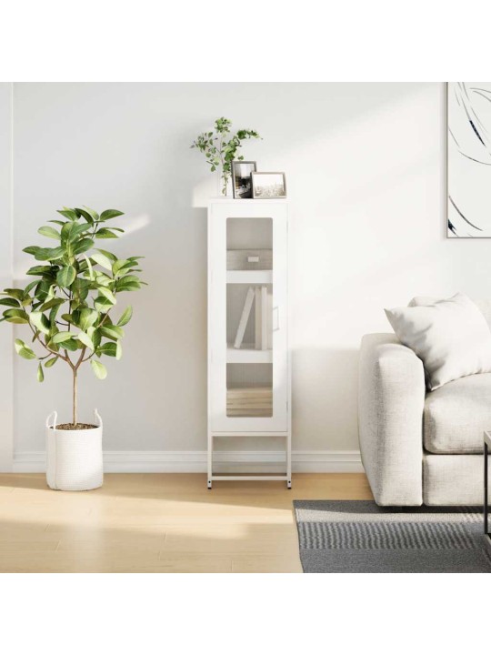 Highboard valkoinen 36x39x123 cm kylmävalssattu teräs