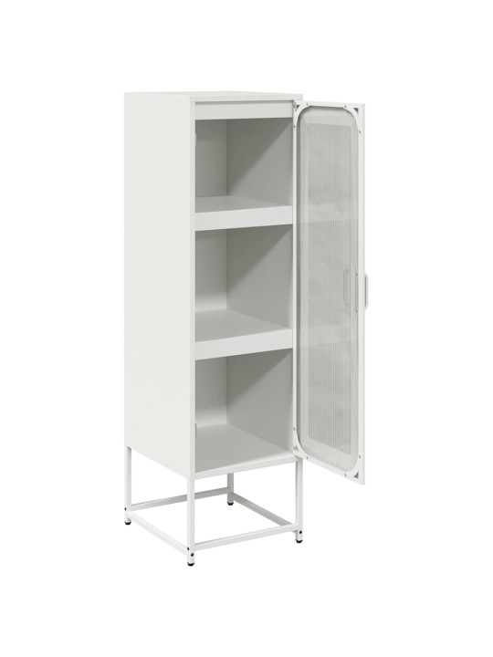 Highboard valkoinen 36x39x123 cm kylmävalssattu teräs