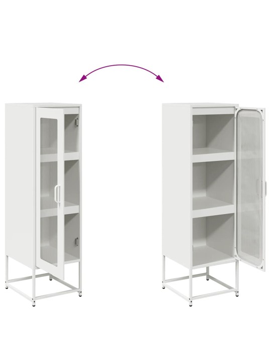 Highboard valkoinen 36x39x123 cm kylmävalssattu teräs