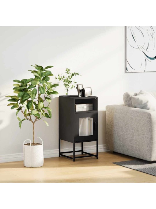 Yöpöytäkaappi musta 36x39x78 cm kylmävalssattua terästä