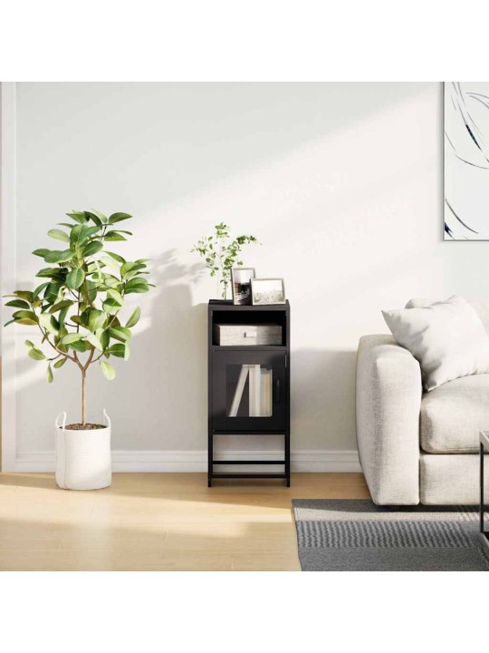 Yöpöytäkaappi musta 36x39x78 cm kylmävalssattua terästä