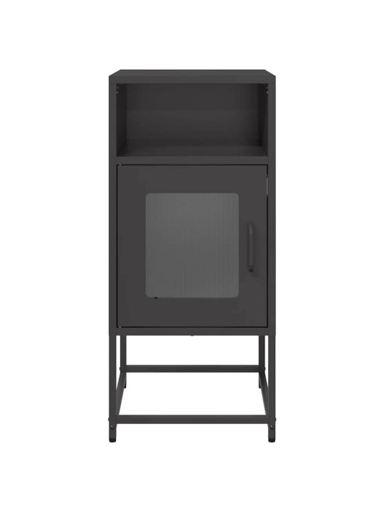 Yöpöytäkaappi musta 36x39x78 cm kylmävalssattua terästä