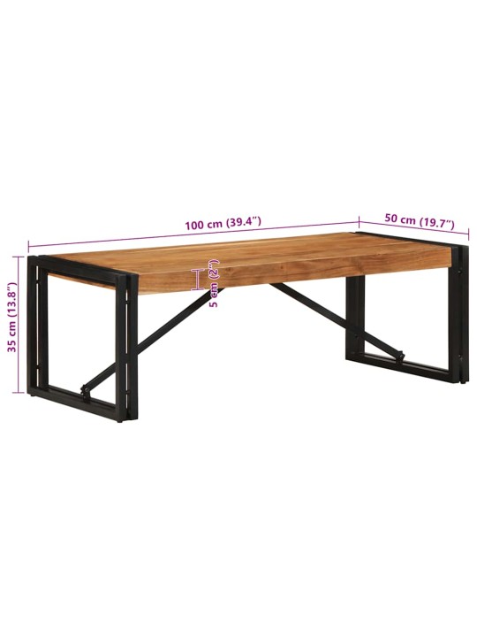 sohvapöytä 100x50x35 cm massiivipuu akaasia