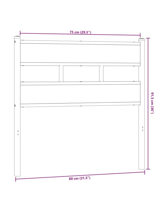 Sängynpääty savutammi 75 cm rauta ja tekninen puu