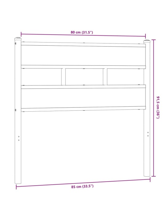 Sängynpääty savutammi 80 cm rauta ja tekninen puu