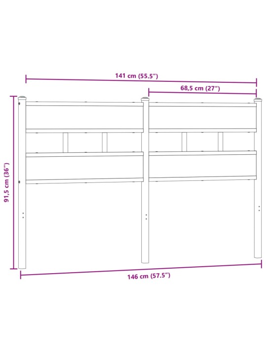 Sängynpääty savutammi 140 cm rauta ja tekninen puu