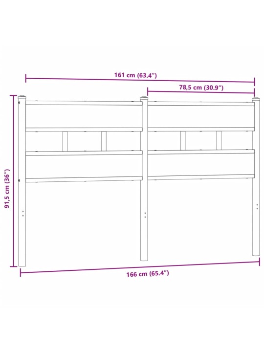 Sängynpääty savutammi 160 cm rauta ja tekninen puu