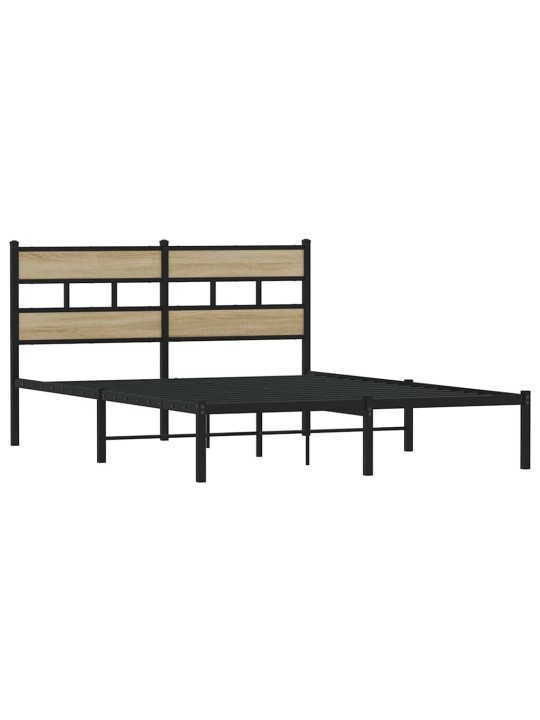 Metallinen sängynrunko ilman patjaa sonoma-tammi 135x190 cm