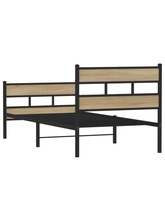 Metallinen sängynrunko ilman patjaa sonoma tammi 107x203 cm