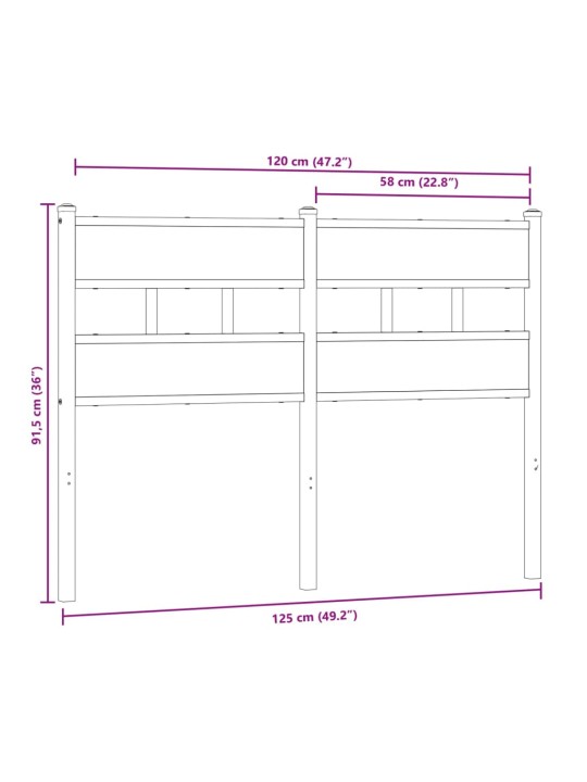 Sängynpääty sonoma tammi 120 cm rauta ja tekninen puu