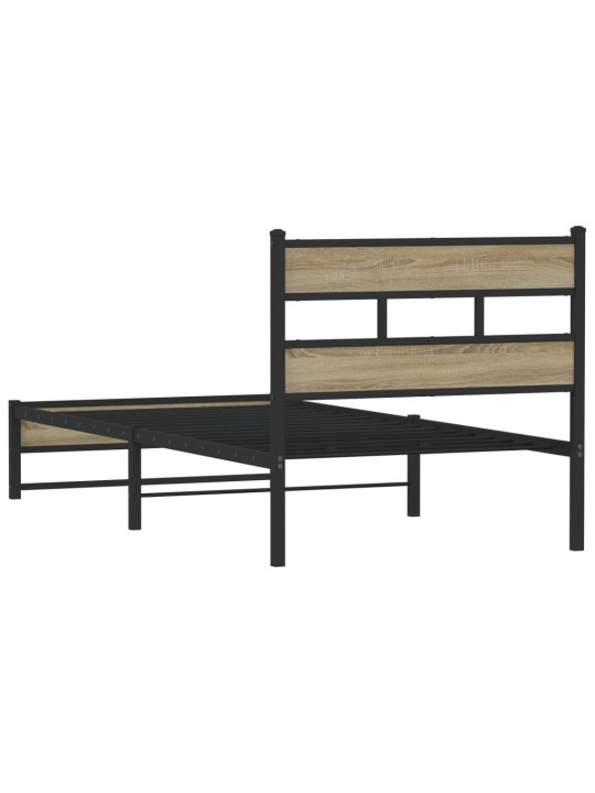 Metallinen sängynrunko ilman patjaa sonoma tammi 107x203 cm