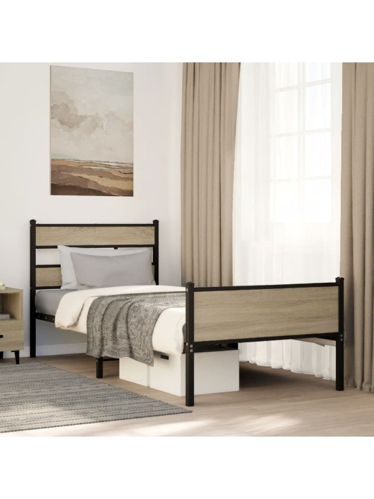 Sängynrunko ilman patjaa sonoma tammi 100x200 cm tekninen puu