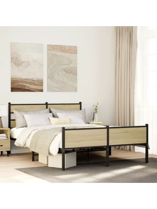 Sängynrunko ilman patjaa sonoma tammi 140x200 cm tekninen puu