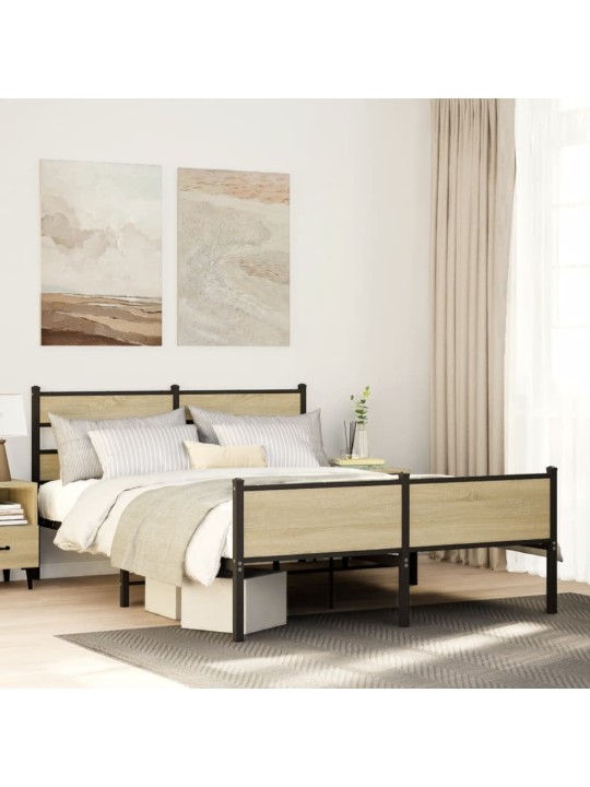 Sängynrunko ilman patjaa sonoma tammi 150x200 cm tekninen puu