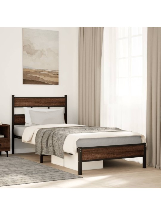 Sängynrunko ilman patjaa ruskea tammi 107x200 cm tekninen puu