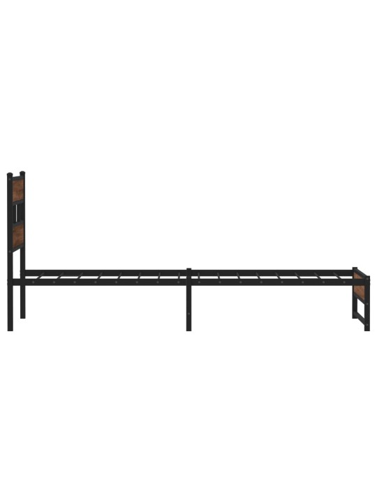 Metallinen sängynrunko ilman patjaa ruskea tammi 75x190 cm