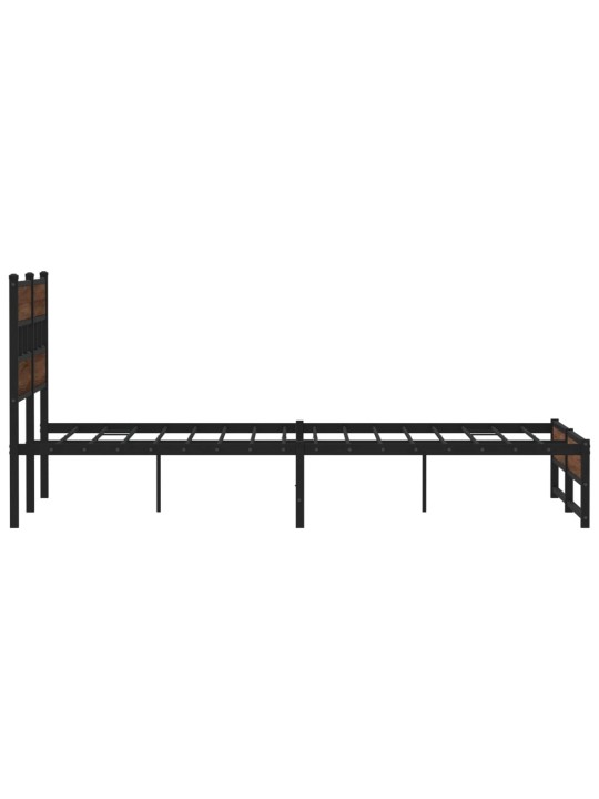 Metallinen sängynrunko ilman patjaa ruskea tammi 135x190 cm