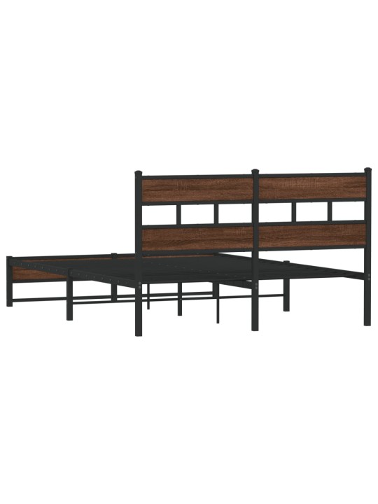 Metallinen sängynrunko ilman patjaa ruskea tammi 135x190 cm